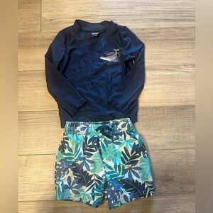 Carter's Navy and Aqua Shark Rashguard Set